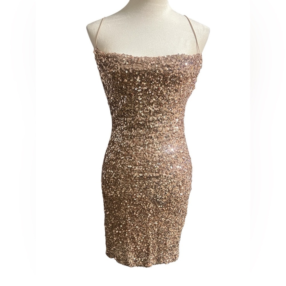 B Darlin Gold Sequin Mini Dress